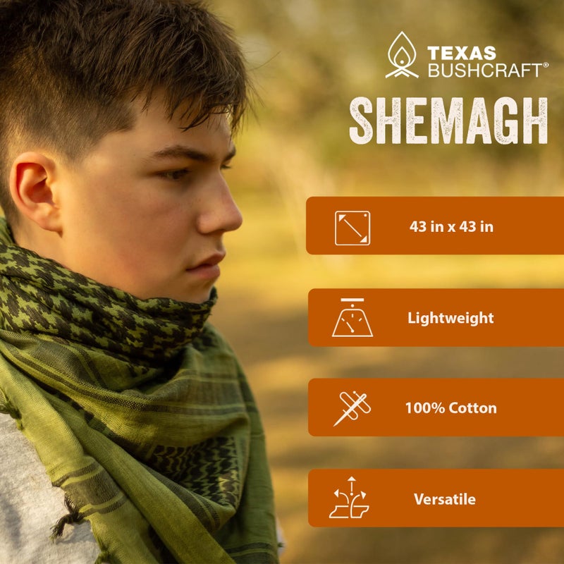 Texas Bushcraft شماخ تكساس بوشكرافت التكتيكي - كوفية أصلية 100% قطن لمعدات التخييم والمشي لمسافات طويلة وحمل الحقائب (كاكي) - Image 4